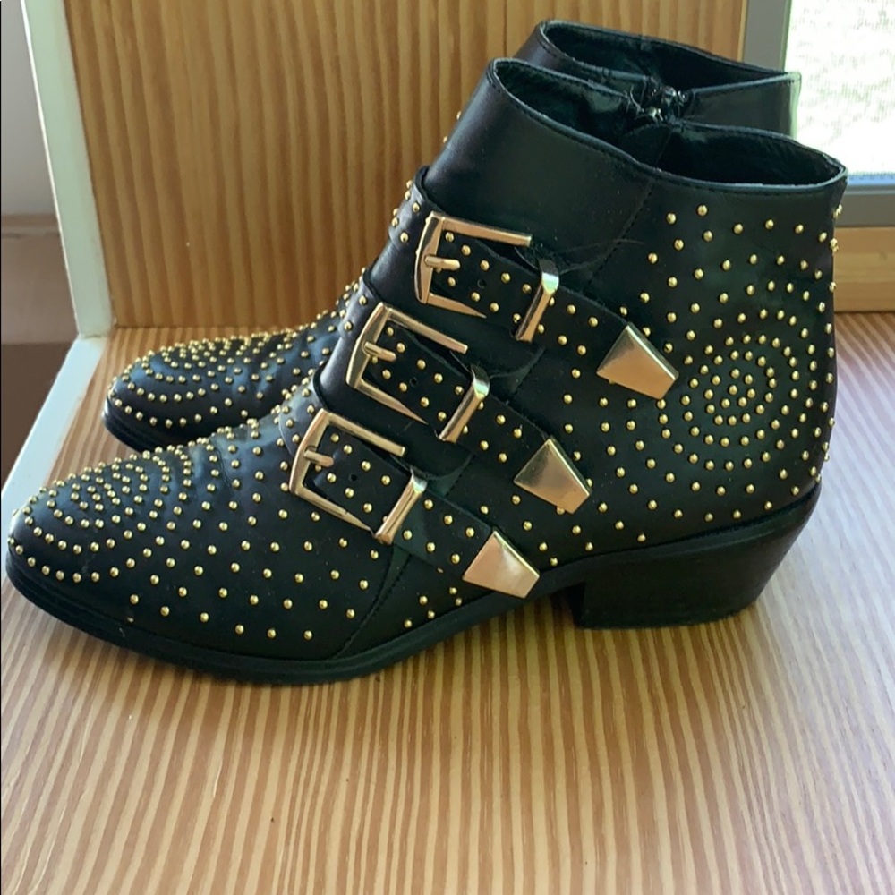 Studded  black buckle booties size 6.5